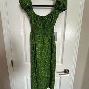 Reformation Green Floral Midi Dress